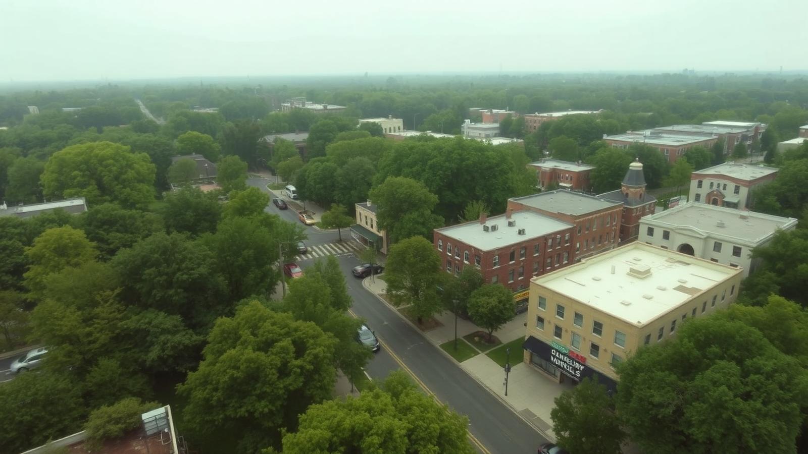 Aerial view of a New Jersey town centre